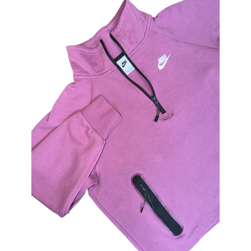 Nike Sportswear Tech Fleece Quarter Zip Sweatshirt Pullover Pink Womens Medium